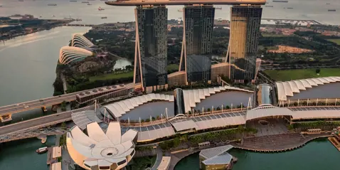 Bird's-eye view of Marina Bay Sands in Singapore