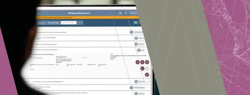 Sitting in front of a computer screen displaying digital logbook system