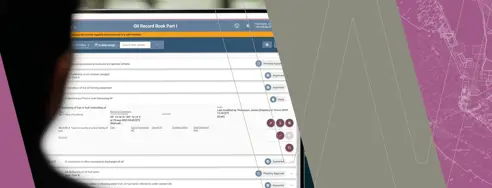 Sitting in front of a computer screen displaying digital logbook system